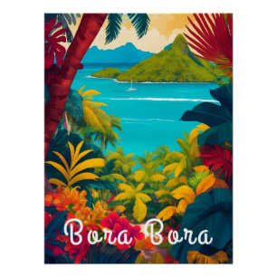 Pôster Cartaz de Viagem Bora Bora Polinésia