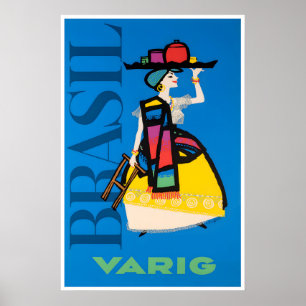 Poster Cartaz de Viagem Brasil Rio De Janeiro Arte Varig