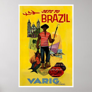 Poster Cartaz de Viagem Brasil Varig Art Rio De