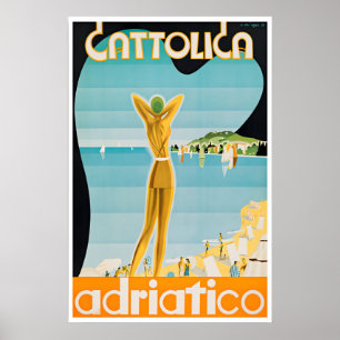 Poster Cartaz de Viagem Cattolica Arte Rimini Mar Adriáti