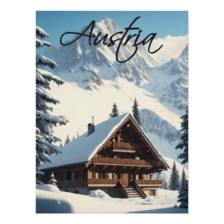 Pôster Cartaz de Viagem Chalé Alpino da Áustria