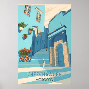 Poster Cartaz de Viagem Chefchaouen Marrocos