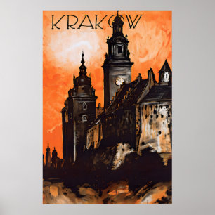 Poster Cartaz de Viagem Cracóvia Polônia Arte de Parede V