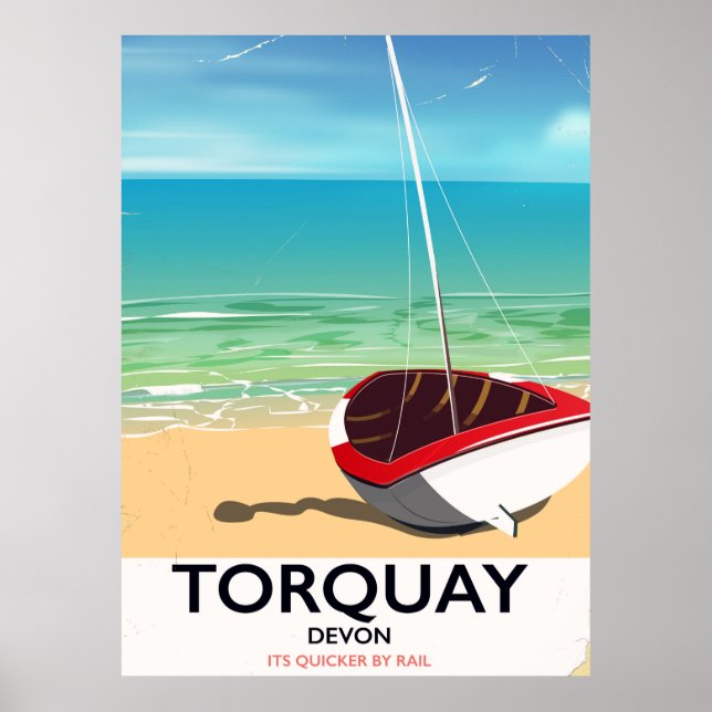 Pôster Cartaz de viagem da antiga costa de Torquay Devon (Frente)