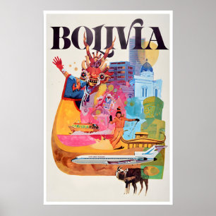Poster Cartaz de Viagem da Arte da Bolívia da América do