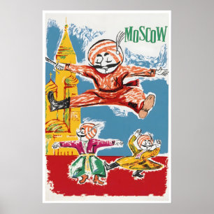 Poster Cartaz de Viagem da Arte da Rússia Moscou Dança Ru