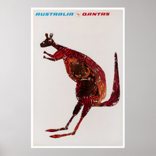 Poster Cartaz de Viagem da Austrália Arte de Canguru Aust