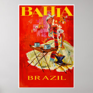 Poster cartaz de viagem da Bahia, Brasil