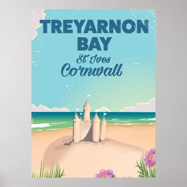 Poster Cartaz de viagem da Baía de Treyarnon, Cornwall (Frente)