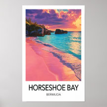 Cartaz de Viagem da Baía Horseshoe Bermuda