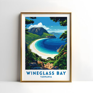 Poster Cartaz de Viagem da Baía Wineglass Tasmânia Arte