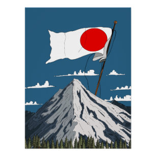Pôster Cartaz de viagem da bandeira japonesa