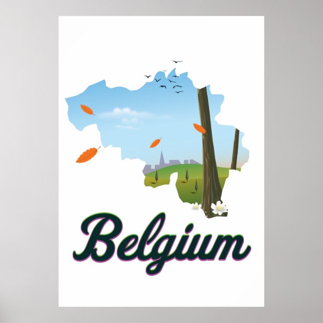 Poster Cartaz de viagem da Bélgica. (Frente)