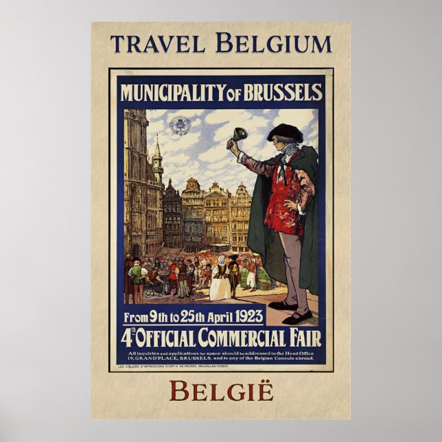 Poster Cartaz de Viagem da Bélgica (1923) (Frente)