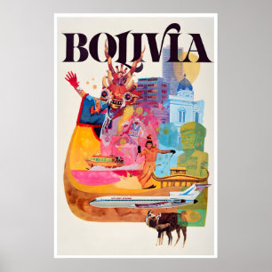 Poster Cartaz de Viagem da Bolívia Arte Sul-Americana Vin