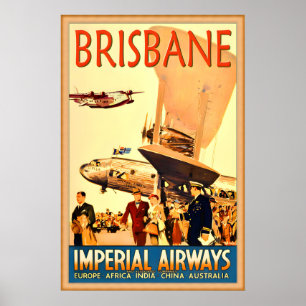 Poster Cartaz de Viagem da Brisbane Imperial Airways -em
