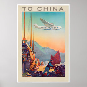 Poster Cartaz de Viagem da China Arte Chinesa Viajante do