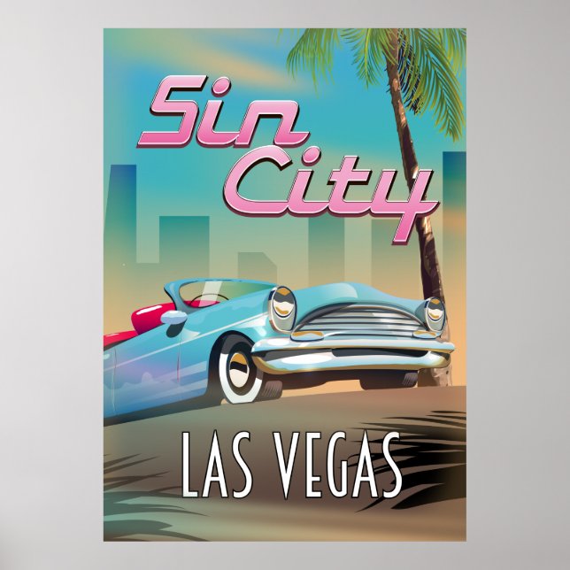 Poster cartaz de viagem da cidade do pecado Las Vegas (Frente)