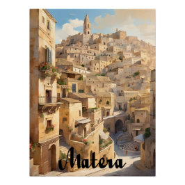 Pôster Cartaz de Viagem da Cidade Histórica de Matera Itá