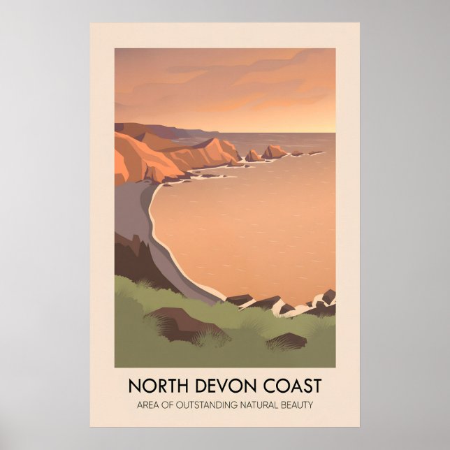 Poster Cartaz de Viagem da Costa de North Devon AONB (Frente)