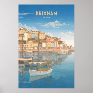 Poster Cartaz de Viagem da Costa Marítima de Brixham Devo