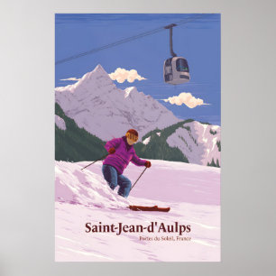 Poster Cartaz de Viagem da Estação de Esqui de Saint Jean