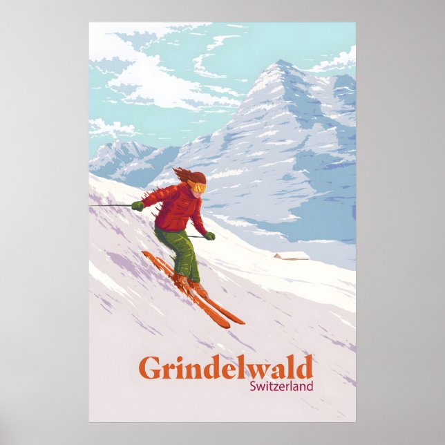 Poster Cartaz de Viagem da Estação de Esqui Grindelwald S (Frente)