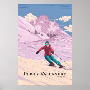 Poster Cartaz de Viagem da Estação de Esqui Peisey-Vallan