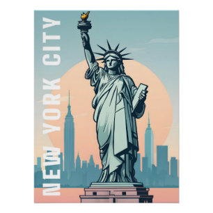Pôster Cartaz de Viagem da Estátua da Liberdade Nova York