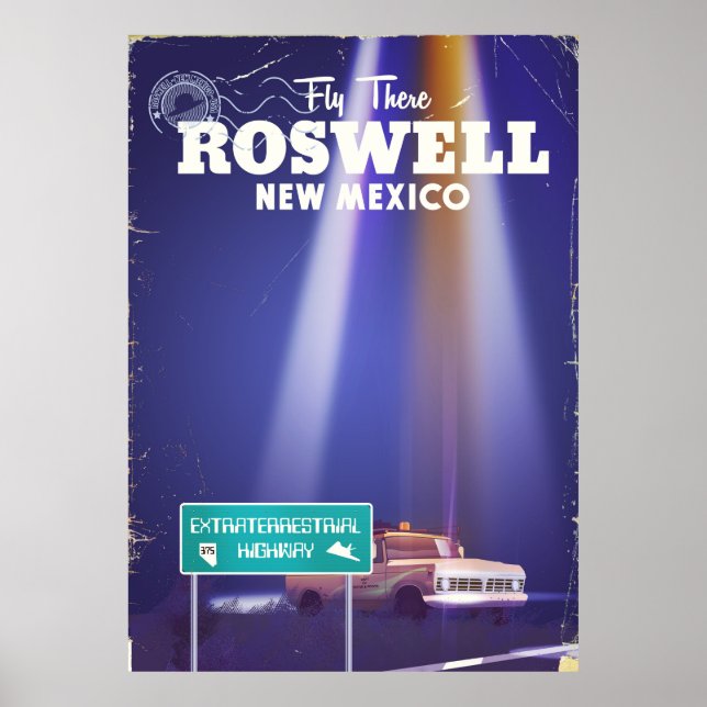 Pôster cartaz de viagem da Estrada Extraterrestre de Rosw (Frente)