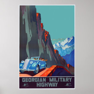 Poster Cartaz de Viagem da Estrada Militar da Geórgia Cáu