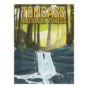 Pôster cartaz de viagem da Floresta Nacional Tongass