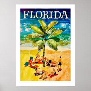 Poster Cartaz de viagem da Flórida 20x28 Vintage