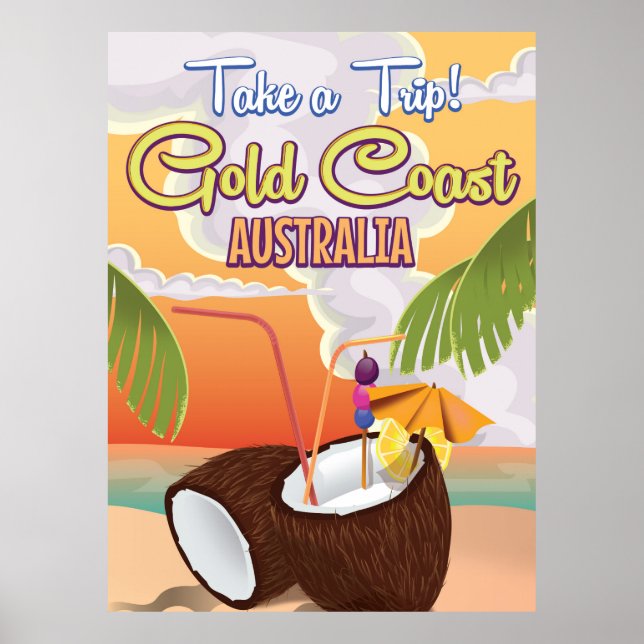 Pôster Cartaz de viagem da Gold Coast, Austrália (Frente)