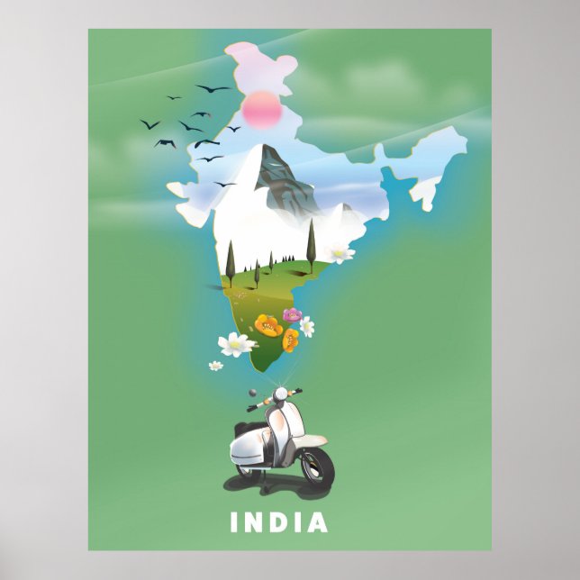 Poster cartaz de viagem da Índia (Frente)