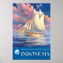 Poster Cartaz de Viagem da Indonésia Povo Bugis Arte Bugi