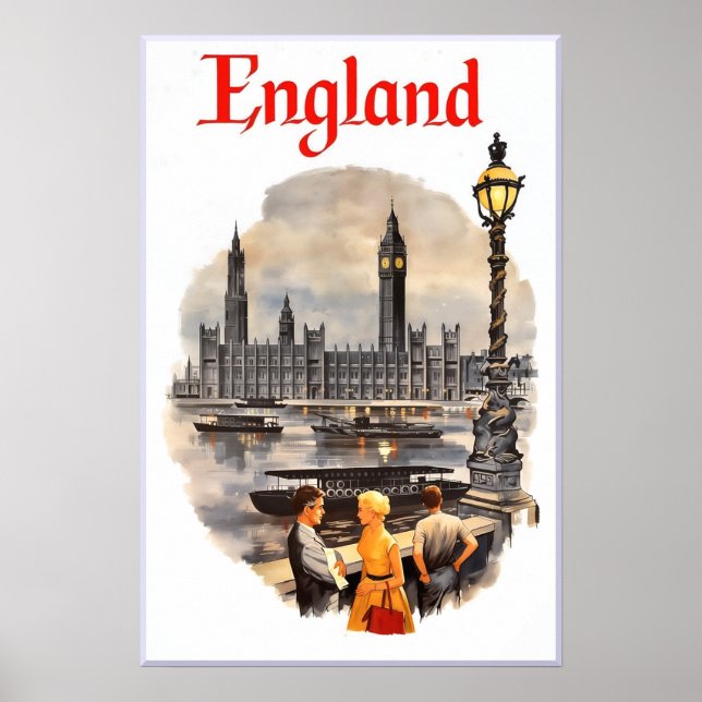 Poster cartaz de viagem da Inglaterra (Frente)