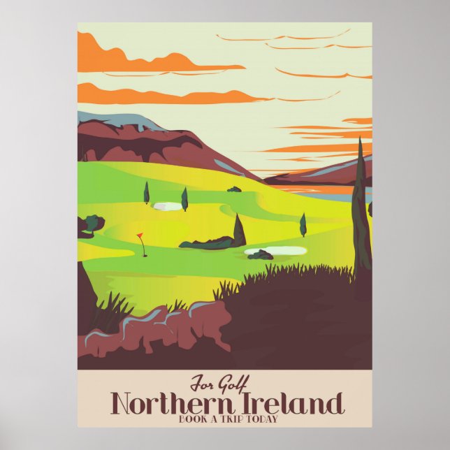 Poster cartaz de viagem da Irlanda do Norte 'Para Golfe' (Frente)