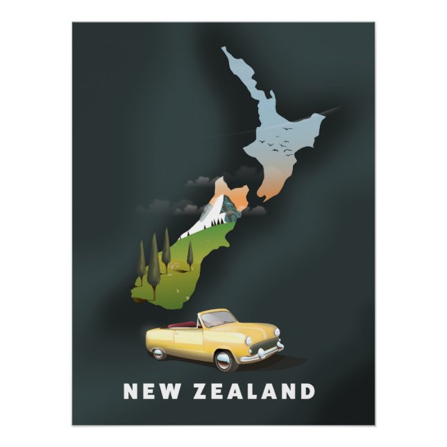 Pôster Cartaz de viagem da Nova Zelândia (Frente)
