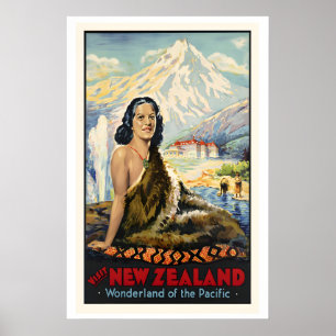 Poster Cartaz de Viagem da Nova Zelândia - Moldurado Sem