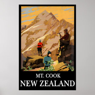 Poster Cartaz de Viagem da Nova Zelândia Mt Cook Impressã