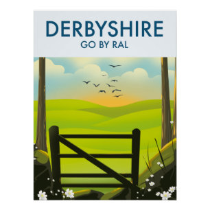 Pôster Cartaz de viagem da paisagem de Derbyshire