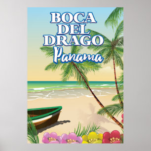 Pôster Cartaz de viagem da praia Boca del Drago Panamá