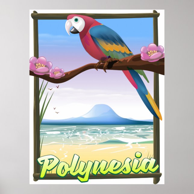 Poster cartaz de viagem da praia da Polinésia (Frente)
