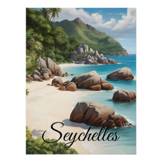 Pôster Cartaz de Viagem da Praia das Seychelles