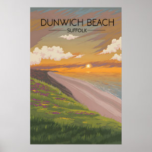 Poster Cartaz de Viagem da Praia de Dunwich Suffolk à Bei