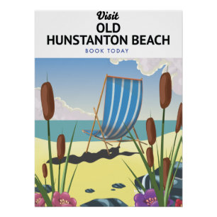 Pôster cartaz de viagem da praia de Old Hunstanton