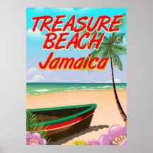 Cartaz de viagem da praia Treasure na Jamaica