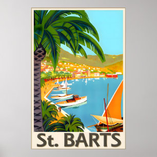 Poster Cartaz de Viagem da Praia Tropical de St Barts Rog