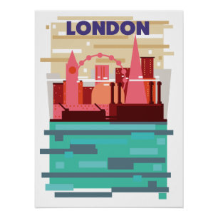Pôster Cartaz de viagem da silhueta de Londres.